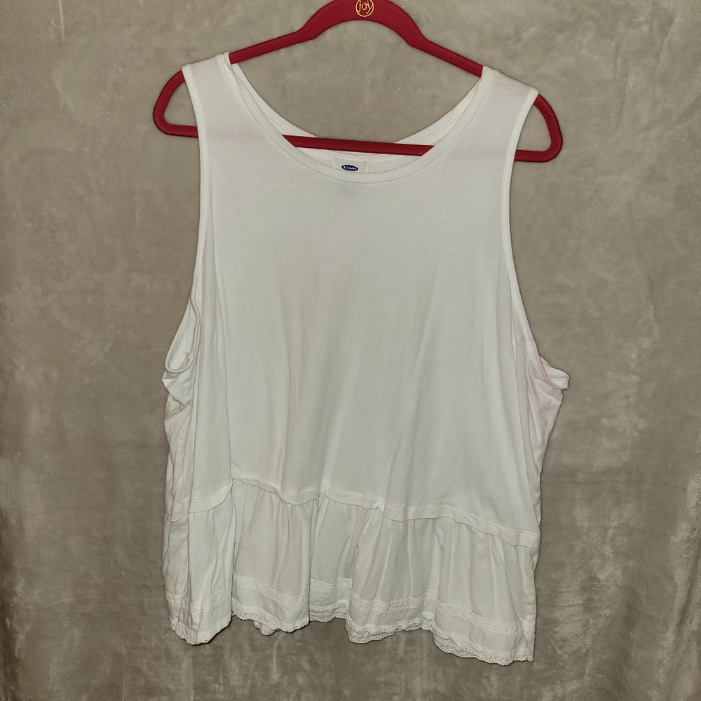 Old Navy White Peplum Basic Tank